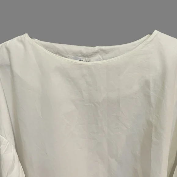 White Cotton Balloon Sleeve Formal Top - Picture 3 of 6